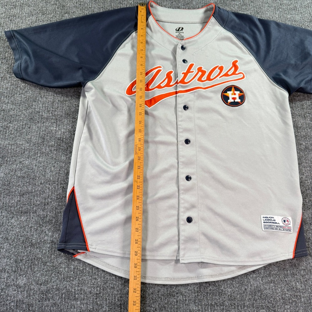 Dynasty Houston Astros Baseball Jersey Mens XL Grey Navy Blue MLB Button Front - Picture 6 of 10